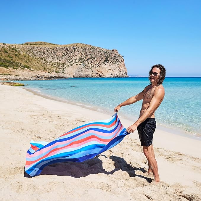 Dock & Bay Beach Towel - Quick Dry, Sand Free - Compact, Lightweight - 100% Recycled - Includes Bag - Ocean Pavilion - Extra Large (200x90cm, 78x35)