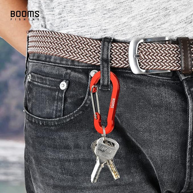 Booms Fishing CC5 Multi-Use Carabiner Clips, 10 Pack 2.7" Small Caribeener Clips, Mini Keychain Aluminum Caribeaner Clip
