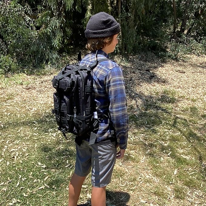 30L Black Tactical Backpack - MOLLE Military Bug Out Bag, Small Survival Rucksack & EDC Daypack for Hunting, Hiking, Camping, Travel - Outdoor Gear for Men & Women