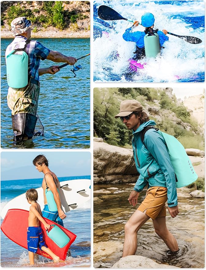 HEETA Waterproof Dry Bag for Women Men, 5L/10L/20L/30L/40L Roll Top Lightweight Dry Storage Bag Backpack with Emergency Whistle for Travel, Kayaking, Boating, Camping, Beach, Cruise Ship Essentials