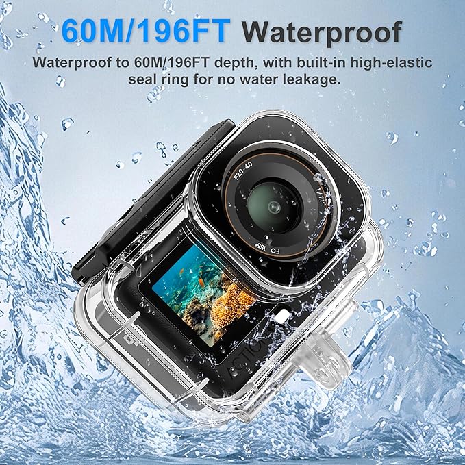 FitStill Waterproof Diving Case Only for DJI OSMO Action 6,196FT/60M Underwater Shell Anti-Scratch Invisible Dive Protective Cover Housing with 1/4 Adapter Mount Action6 Camera Accessory