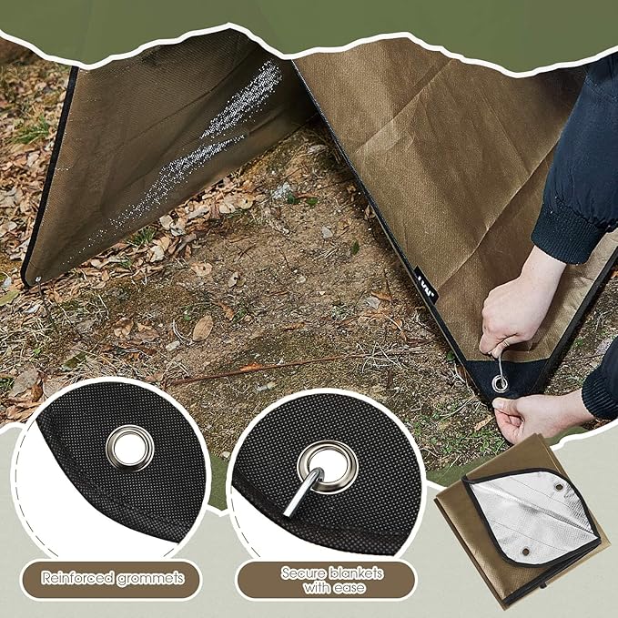 Kingdder 2 Pcs Heavy Duty Emergency Blankets for Survival Camping Blanket Insulated Tarp 60 x 82 Inches Outdoor Waterproof Thermal Reflective Tarp Tent Insulation for Camp Hiking Picnic
