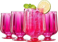 Khen 15oz Unbreakable Premium Drinking Glasses Set of 4 - Super Grade Acrylic Plastic - Perfect For Gifts - European Style Shatterproof BPA-free Glassware Dishwasher-Safe, Indoor & Outdoor (Hot Pink)