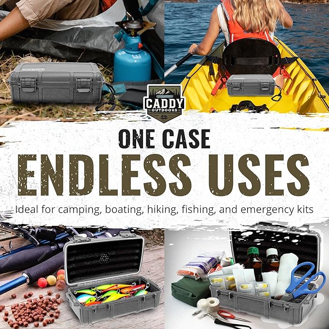 Waterproof Storage Case 1.2 L Capacity – Heavy-Duty Gear Box with Foam, Carabiner & Lanyard – Crushproof, Airtight Outdoor Container for Camping, Hiking, Fishing