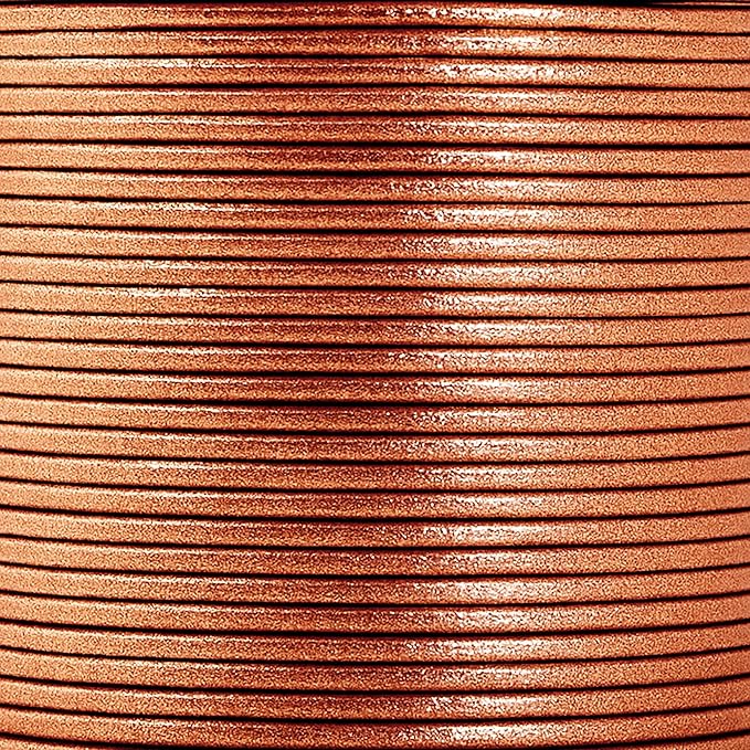 Mandala Crafts Round Genuine Copper Leather Cord for Jewelry Making – 1mm Cowhide Leather Rope String Lace for Kumihimo – 20 Yards Cowhide Craft Cording Spool