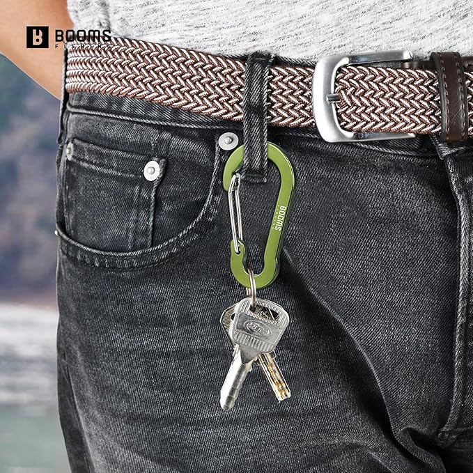 Booms Fishing CC5 Multi-Use Carabiner Clips, 10 Pack 2.3"/ 3.1" Caribeener Clips, Mini Keychain Caribeaner Clip, Aluminum D Ring Carabiners