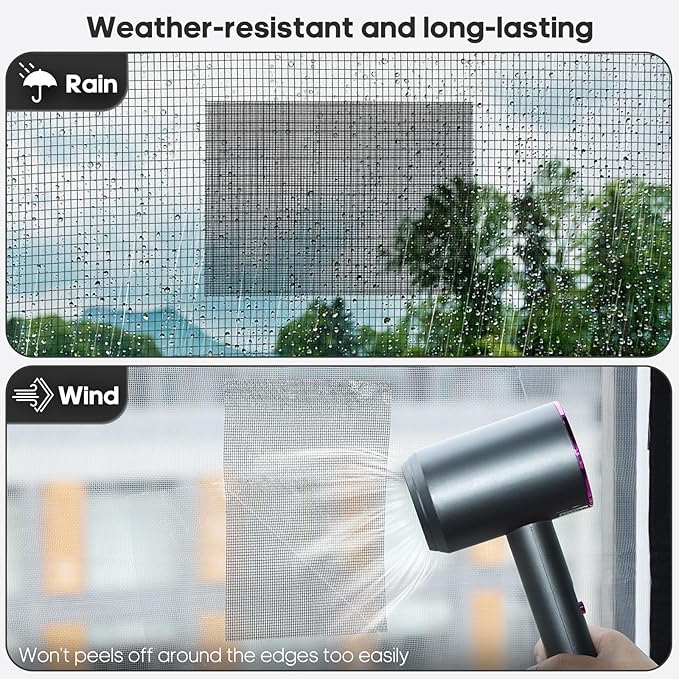 Secopad 5" x 7" Black/Grey Screen Repair Kit, 6 PCS Window Screen Patch Repair Tape for Mesh Window Door, Strong Adhesive Fiberglass Mesh Pacth Tape