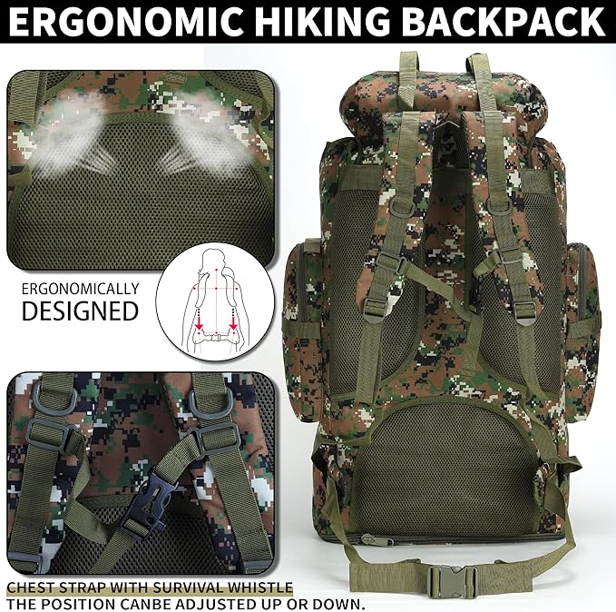 Hiking Backpack for Men 70L/100L Camping Backpack Military Rucksack Molle 3 Days Assault Pack for Climbing | Camping Backpack, 3 Days Assault Pack, for Climbing