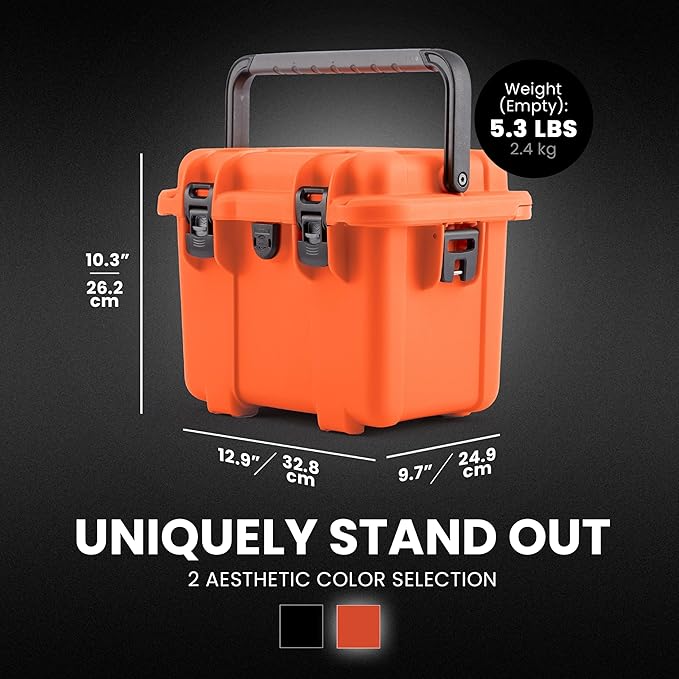 NANUK Trail 10-11.2L (3-Gallon) Waterproof Storage Box – Modular & Compact Cargo Case for Camping, Fishing, Hunting & Outdoor Storage – Dustproof and Impact Resistant (12.9” x 9.7” x 10.3”) – Orange