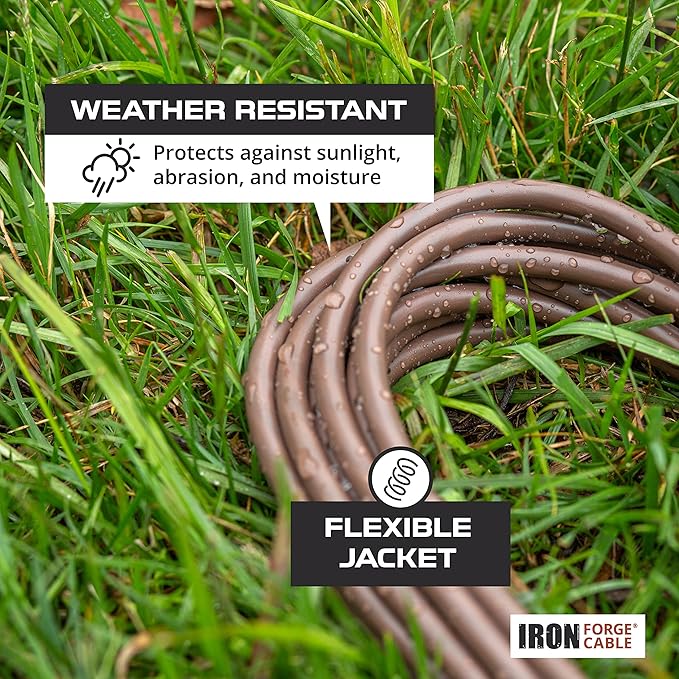 Iron Forge Cable 6ft Brown Outdoor Extension Cord with 3 Outlets - 16/3 SJTW 6ft Extension Cord 3 Prong, 13 Amp All-Weather Heavy Duty Power Cable