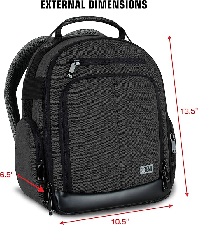 USA Gear Audio Equipment Backpack Fits Audio-Technica System 10, Shure BLX4 Microphone System, Sennheiser EW-DP & more Wireless Mic System - Wireless Microphone Bag Backpack for Recording Mics (Black)