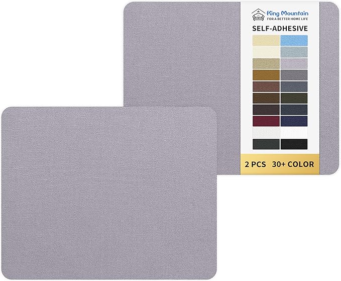 KING MOUNTAIN Canvas Repair Patch 9 x11 Inch 2 Pcs Self-Adhesive Waterproof Fabric Patch for Sofas, Tents, Furniture,Tote Bags, Car Seats (Light Grey)