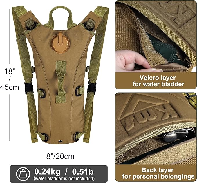 Tactical Hydration Pack Backpack with 3L Water Bladder for Men, Leakproof Military Rave Water Backpack for Running Hiking Cycling Jogging Festival