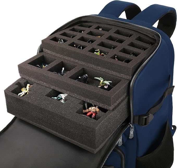 ENHANCE Collector's Edition DnD Backpack - RPG DM Bag for Dungeons and Dragons - DnD Bag fits 6-8 Books, 18" Laptop/DM Screen Slot, Miniature Foam Trays, Accessory Pockets, Map Strap (Dragon Blue)