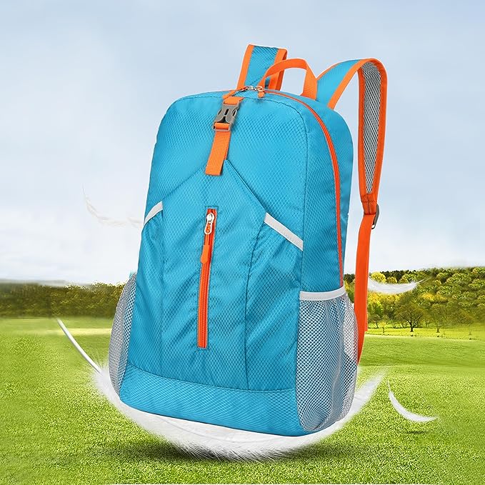 levayhill 25L Foldable Hiking Backpack Lightweight Packable Basic-Daypack Collapsible Bag Water-Resistant Travel Men Women Camping Cycling Outdoor (Blue)