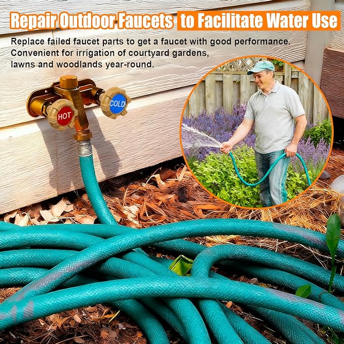 RK-22MH Outdoor Faucet Repair Kit for Woodford Model 22 Outside Faucets Parts Include Wheel Metal Handle Screws Packing Nut Washer Valve Seat Rubber, 18PCS Set