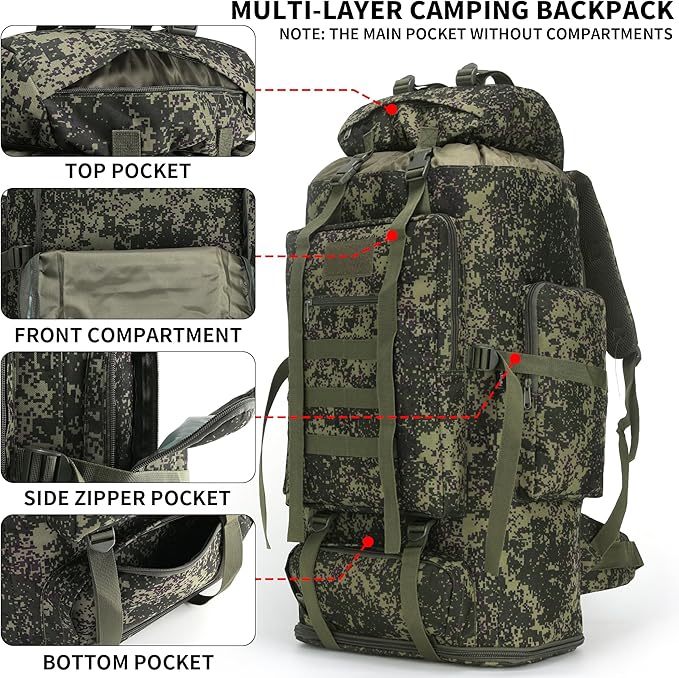 Hiking Backpack for Men 70L/100L Camping Backpack Military Rucksack Molle 3 Days Assault Pack for Climbing | Camping Backpack, 3 Days Assault Pack, for Climbing