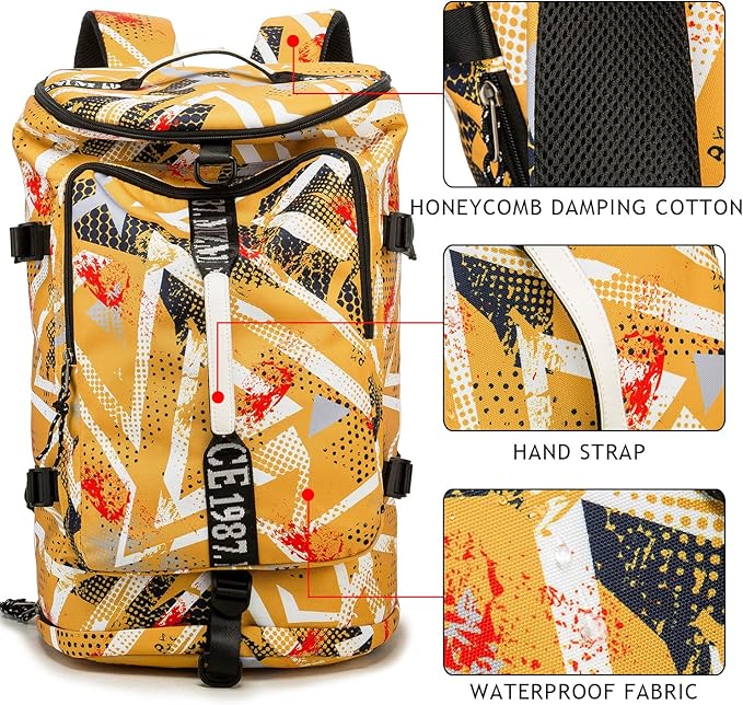 Gym Duffle Bag Waterproof black Laptop Backpack Suitable for Hiking, Fishing, Travel 40L Large Capacity Trendy Cool Lightweight Backpack for Men and Women