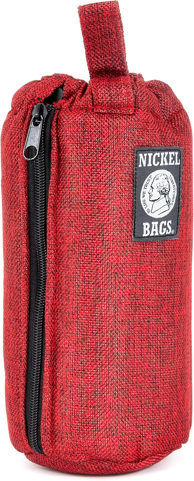 Nickel Bags Padded Drawstring Duffle Tube, Hemp Protective Sling Bag with Soft Velour Interior, Breakable-Safe Storage for Glass & Gear, Durable Zipper & Strap (8 Inch, Red)
