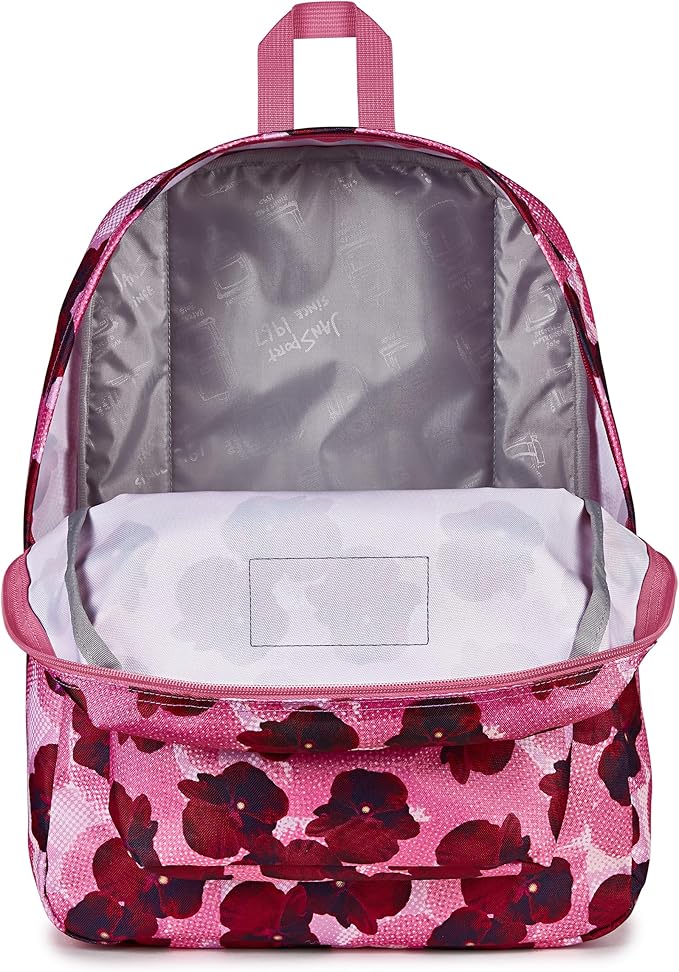 JanSport SuperBreak One Backpack - Durable, Lightweight Bag with 1 Main Compartment, Front Utility Pocket with Built-in Organizer, Premium Backpack, Pop Art Pansies