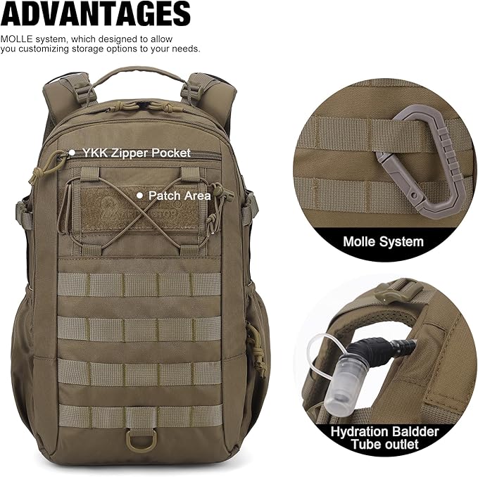Mardingtop Small Hiking Backpack for Men 20L Military Tactical Molle Rucksack Daypack for Hiking,Travel,Camping