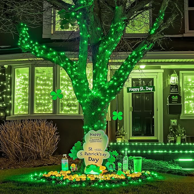 JMEXSUSS Green Christmas Lights Indoor Plug in,150 LED Connectable String Lights Outdoor, 59ft 8 Modes Green Christmas String Light for Bedroom Room Home Party Christmas Tree Decor (Pack of 2)