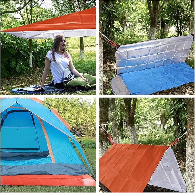 RedSwing Insulated Tarp, Multipurpose Emergency Thermal Tarps, Waterproof All Weather Heavy Duty Heat Reflective Survival Blanket for Camping Hiking, Orange