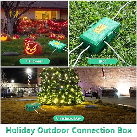 NineLeaf [2 Pack] Outdoor Electrical Box Waterproof, Medium Weatherproof Electrical Box (10.3x5.9x3.7 inch), Extension Cord Cover for Power Strip, Timer, Plug, Christmas Light, Green
