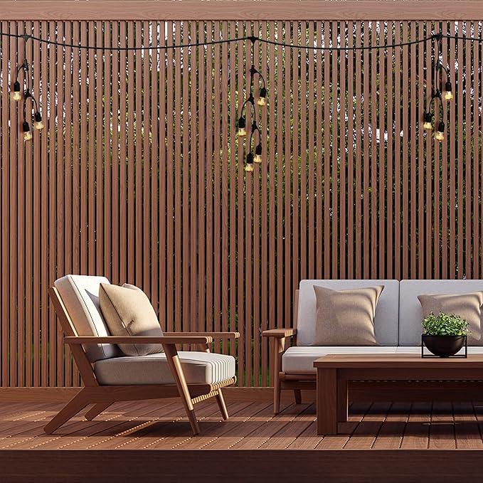 Feit Electric 12ft LED Outdoor Fence String Lights, 10 Sockets, 12pc. S14 LED Bulbs Included, E26 Base, 10 Watts, 2200K, Amber, SLM12-10/FIL