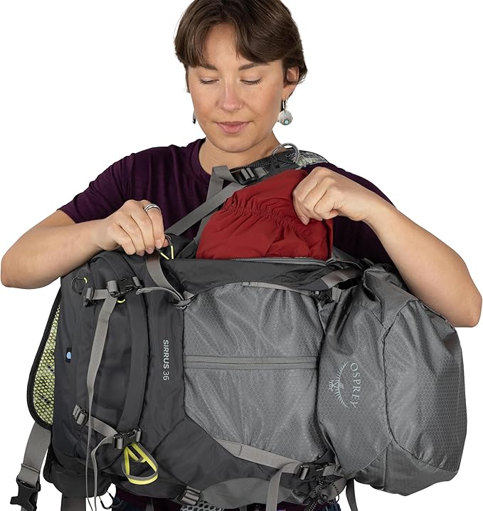 Osprey Sirrus 36L Women's Hiking Backpack - Lightweight Backpacking Pack with Waterproof Raincover - Camping Bag, Purple Dusk