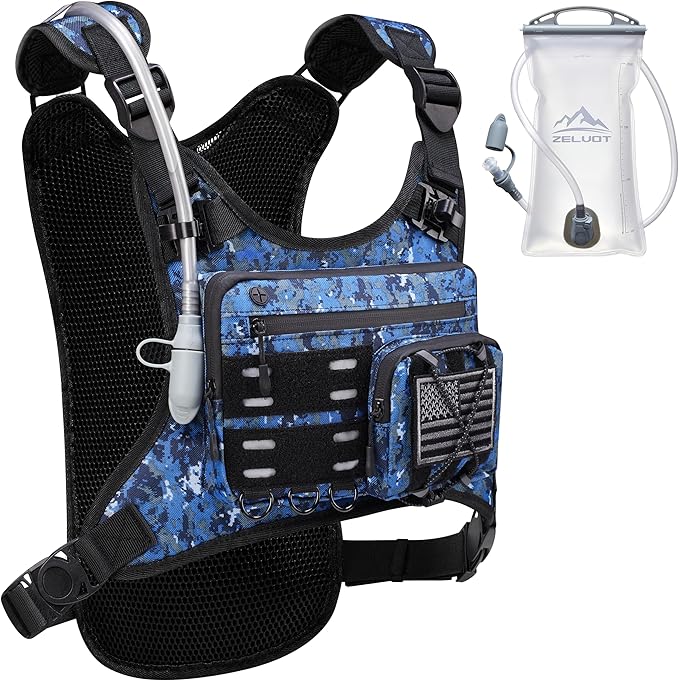 Zelvot Running Vest with 2L Water Bladder, Hydration Backpack, U.S. Original Design Patent, Lightweight Hydration Pack with Gear Holder, Reflective Chest Pack for Men Women for Marathon