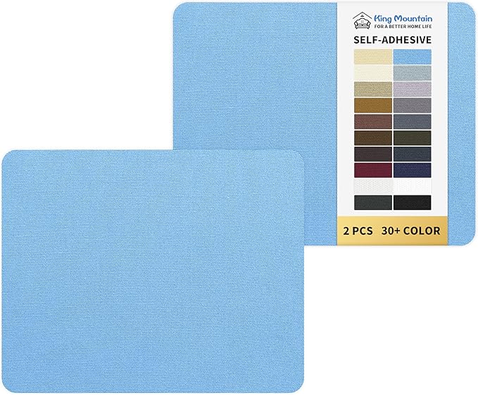 KING MOUNTAIN Canvas Repair Patch 9 x11 Inch 2 Pcs Self-Adhesive Waterproof Fabric Patch for Sofas, Tents, Furniture,Tote Bags, Car Seats (Blue)