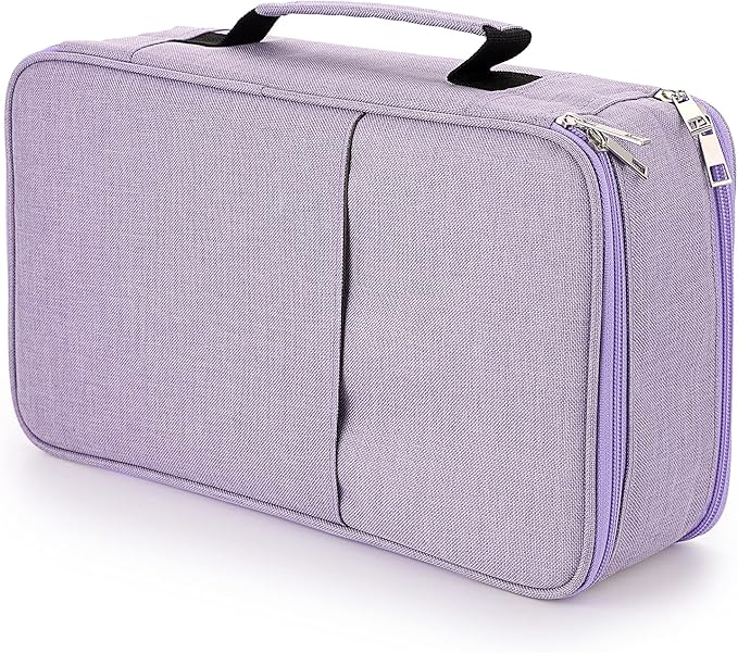 BTSKY Colored Pencil Case 360 Slots Pen Pencil Bag Organizer High Capacity Pens Holder with Double Zippers Multilayer Holder for Crayola Colored Pencils Watercolor Pens & Gel Pens Purple