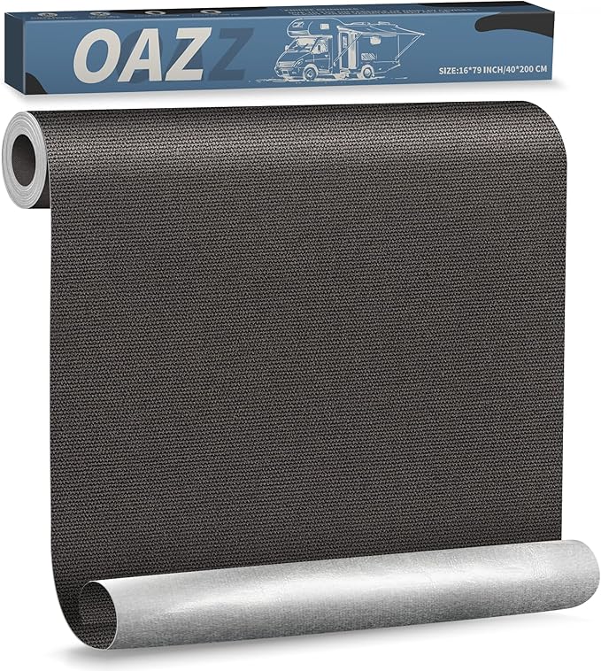 OAZ 16 x 79 inch Canvas Repair Patches Canvas Fabric Patch Self-Adhesive Fabric Repair Tape Waterproof Outdoor Gear Patch Kit for Boat Cover Awning Sofa Chair Couch Tent Bag (Black Gray)
