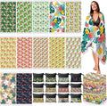 Peryiter 24 Pack Microfiber Oversize Turkish Beach Towel Set 12 Large Absorbent Beach Towels with 12 Storage Bag 28 x 55 Quick Dry Lightweight Bath Towel Blanket for Hawaii Camp Swim Pool(Hibiscus)
