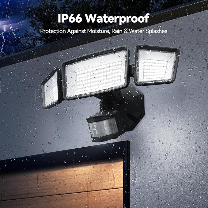TECKNET Flood Motion Sensor Outdoor Lights, 4200LM 150LEDS Lights Outdoor with 4 Modes, IP66 Waterproof, Ideal for Garage, Patio, Yard