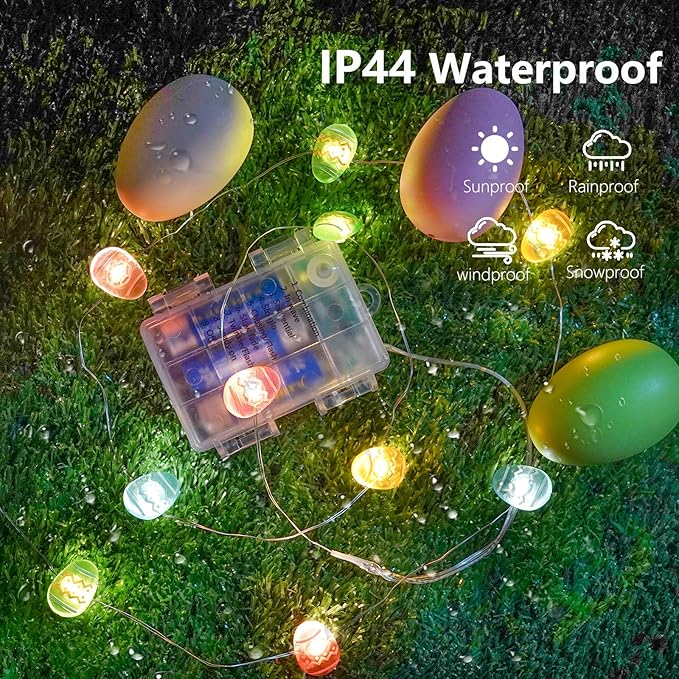 Easter Decorations Easter Egg Lights, Pastel Fairy Lights Battery Operated with Remote & 8 Modes & Timer, Waterproof Twinkle String Light Indoor Outdoor for Spring Themed Party Home Decor (Multicolor)