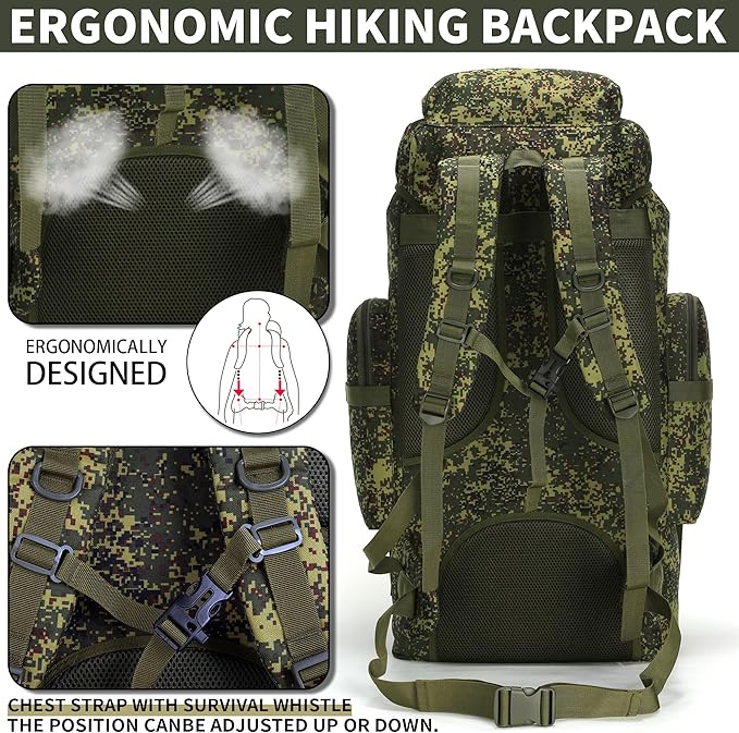 Hiking Backpack for Men 70L/100L Camping Backpack Military Rucksack Molle 3 Days Assault Pack for Climbing | Camping Backpack, 3 Days Assault Pack, for Climbing