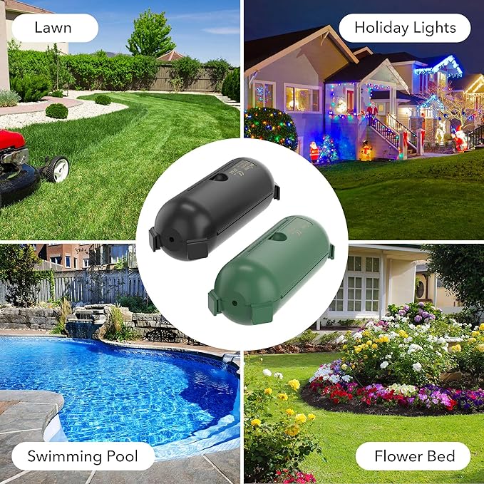 BN-LINK [4-Pack] Outdoor Extension Cord Safety Cover, Weather Resistant Seal Housing with 4 Latches, Electrical Connection Box for Outside Plugs, Soclets, String Lights & Tools (2PK Black&2PK Green)