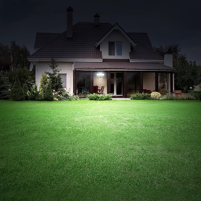 LUTEC 74W 8000 Lumen Motion Sensor Outdoor Lights, 5000K Daylight, IP65 Waterproof Flood Lights Outdoor with Night Light, Dusk to Dawn Motion Detector LED Security Light for Outside Garage, Yard-Black