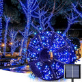 JMEXSUSS 600 LED Blue Solar Christmas Lights, 206.7ft Blue Christmas Lights Outdoor Waterproof, 8 Modes Solar Light Outdoor for Yard Patio Tree Garden Party Bushes Xams Decorations