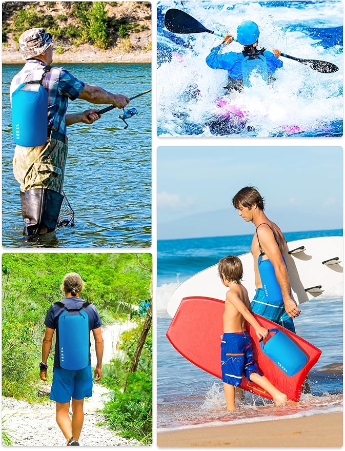 HEETA Waterproof Dry Bag for Women Men, 5L/10L/20L/30L/40L Roll Top Lightweight Dry Storage Bag Backpack with Emergency Whistle for Travel, Kayaking, Boating, Camping, Beach, Cruise Ship Essentials