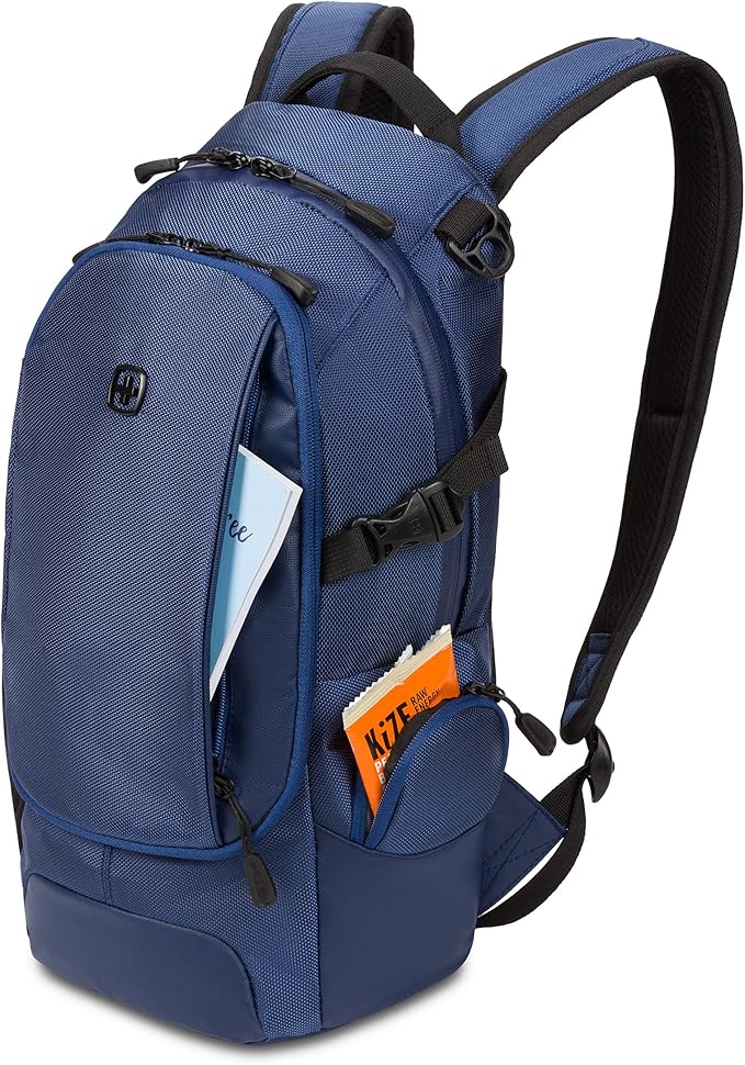 SwissGear 3598 Backpack, Narrow Daypack, Ideal for Commuting and School, Navy Ballistic