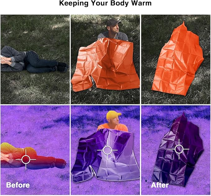 RedSwing Insulated Tarp, Multipurpose Emergency Thermal Tarps, Waterproof All Weather Heavy Duty Heat Reflective Survival Blanket for Camping Hiking, Orange