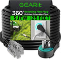GEARit 25 Ft Extension Cords 16/3 Gauge 360° Rotating Plug Outdoor/Indoor SJTW 16 AWG 3 Prong Heavy Duty Power Cable 13A 125V 1625W for Lawn, Garden, Appliances Black