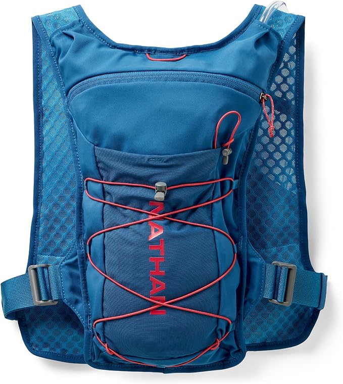 Nathan QuickStart Hydration Pack Vest with Bladder or flasks, Storage Pockets, Breathable Moisture-Wicking Fabric, Adjustable Straps for Running, Hiking, Walking, Marathons, Obstacle Races