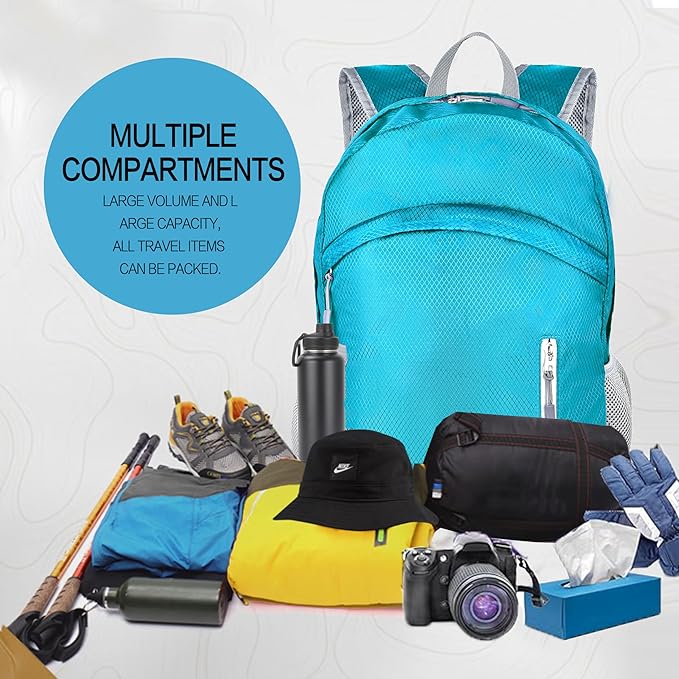 Waterproof Foldable Backpack Dry Storage Lightweight Daypack 35L Outdoor Backpack for Beach Men Women Sky Blue