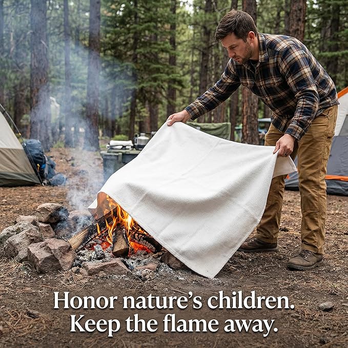 Emergency Fire Blanket for Home and Kitchen - 40"x40" Fire Retardant Blankets for Emergencies, Fireproof Survival Blanket for Kitchen, Fireplace, Grill, BBQ, Camping, Car, Office - 4 Pack