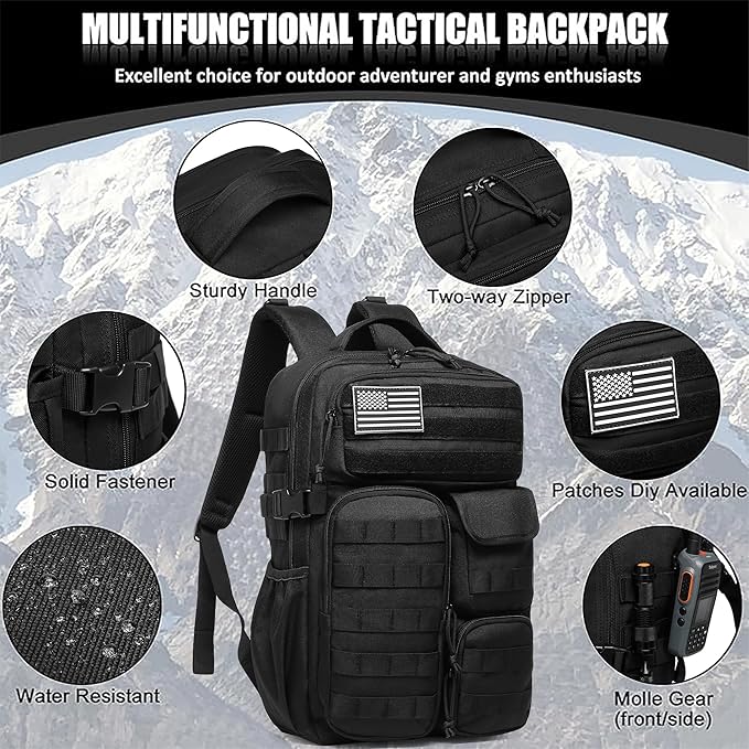 Wotony Tactical Backpack - Military waterproof backpack with multiple pockets and tactical gear for the outdoors (Yellow Maple Leaf, 25L)