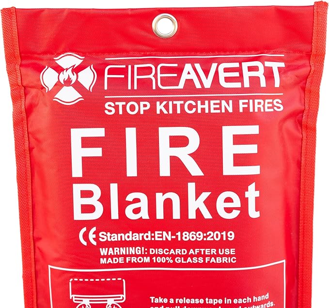 FireAvert Emergency Fire Blanket for Home and Kitchen – Fire Safety Blanket for Kitchen, Camping, Vehicles & More - 4 Pack